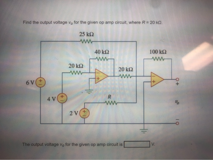 Solved Find the output voltage vo for the given op amp | Chegg.com