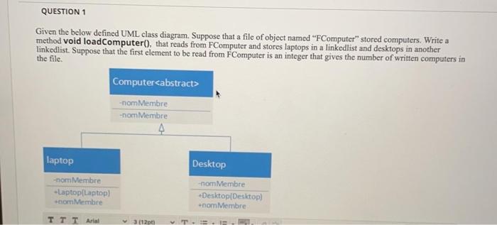 Solved QUESTION 1 Given The Below Defined UML Class Diagram. | Chegg.com