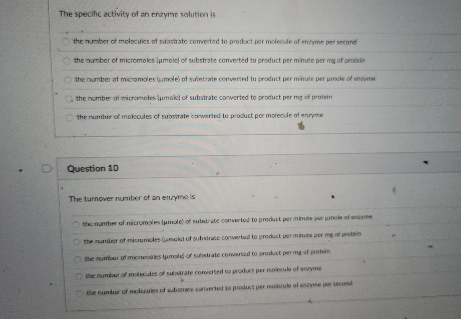 Solved The specific activity of an enzyme solution is the | Chegg.com
