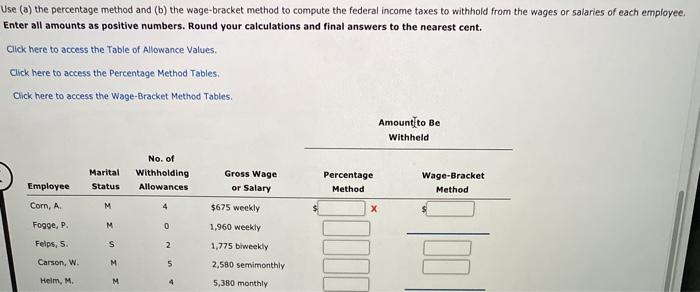 Solved Use (a) The Percentage Method And (b) The | Chegg.com