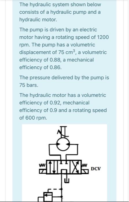 Solved The Hydraulic System Shown Below Consists Of A | Chegg.com