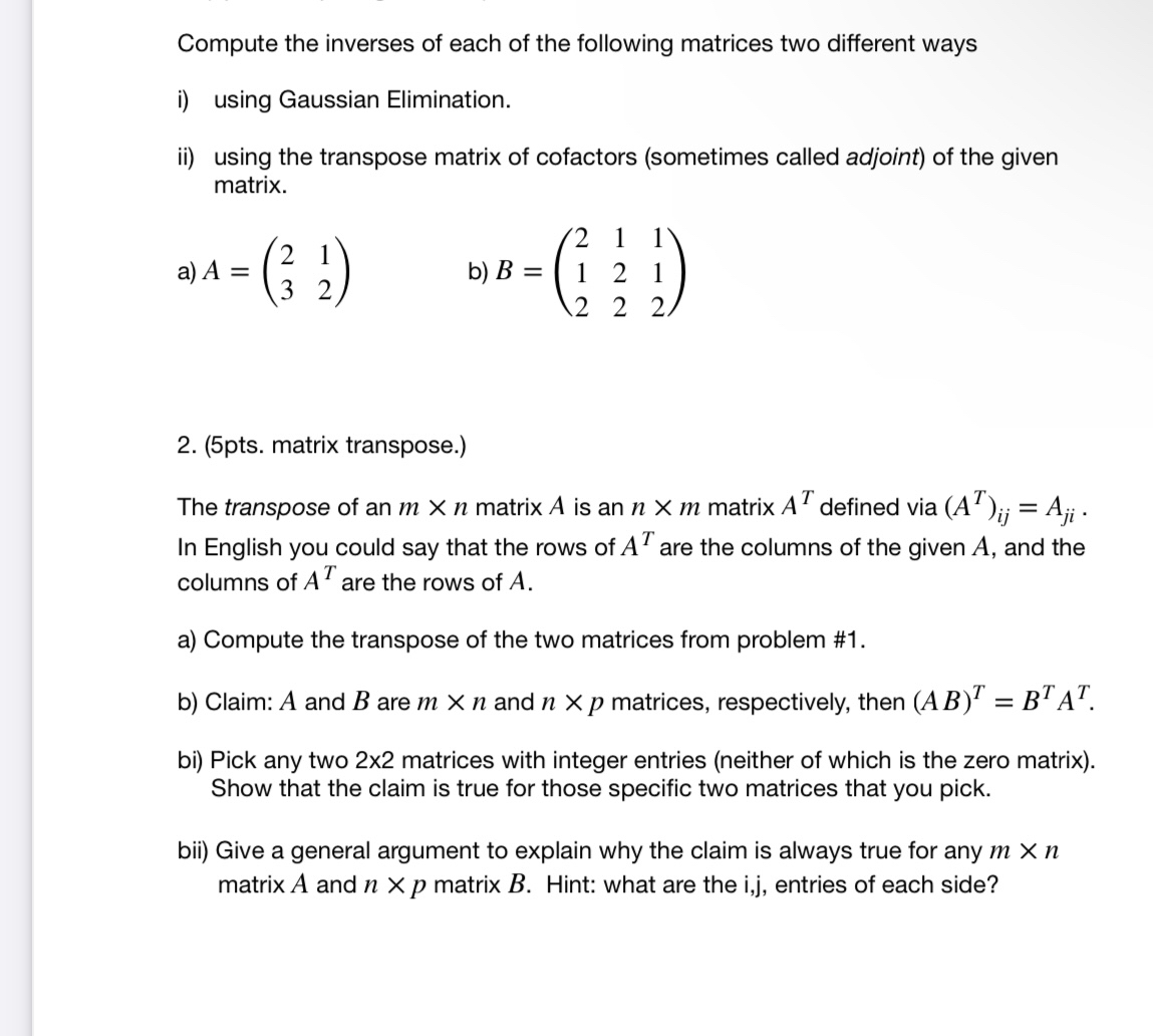 Solved Compute the inverses of each of the following | Chegg.com
