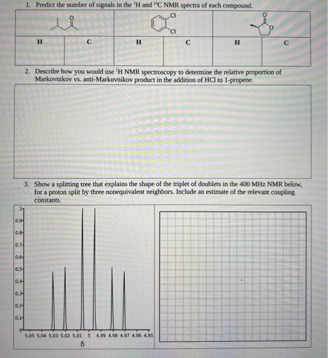 Solved 2. Describe how you would use 1H NMR spectroscopy to | Chegg.com