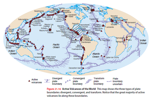 Solved: Refer to Fig. 21.16 and 21.19. In terms of volcanoes and e ...