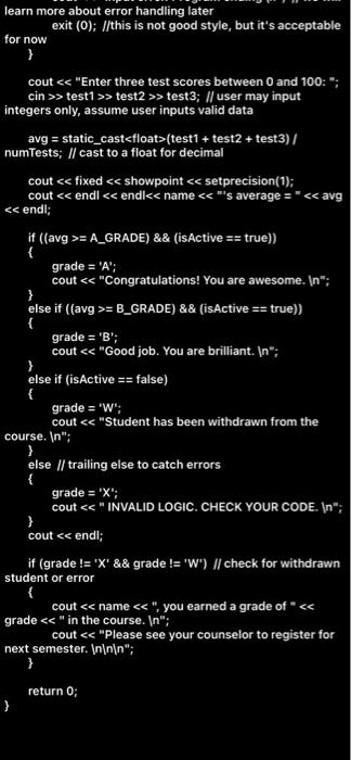 Solved // Lab 4B Gradebook BEGIN // Chapter 4 Decisions, | Chegg.com