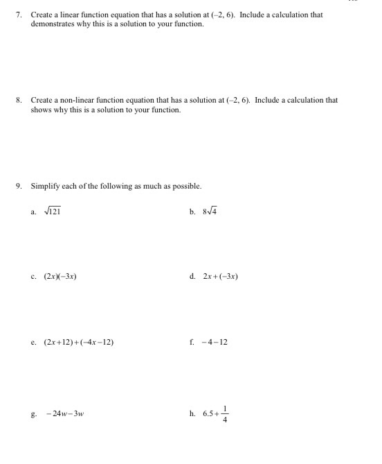 Solved 7. Create a linear function equation that has a | Chegg.com