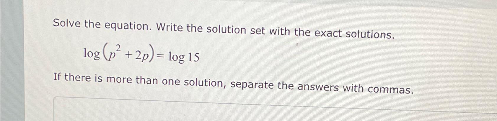 Solved Solve the equation. Write the solution set with the | Chegg.com