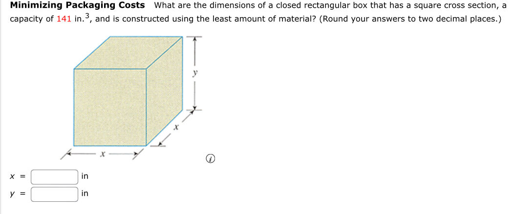Solved Minimizing Packaging Costs What are the dimensions of | Chegg.com