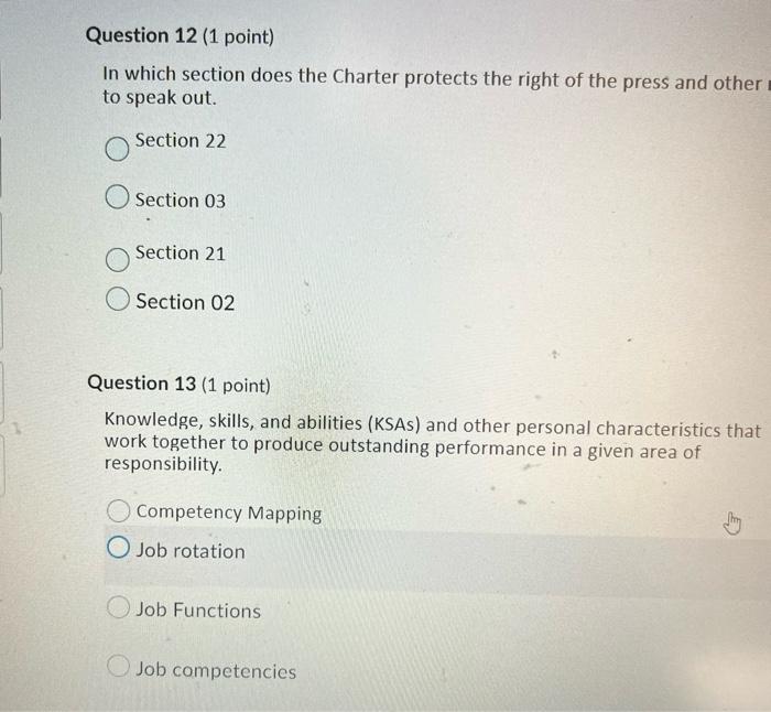 Solved Question 12 (1 point) In which section does the | Chegg.com
