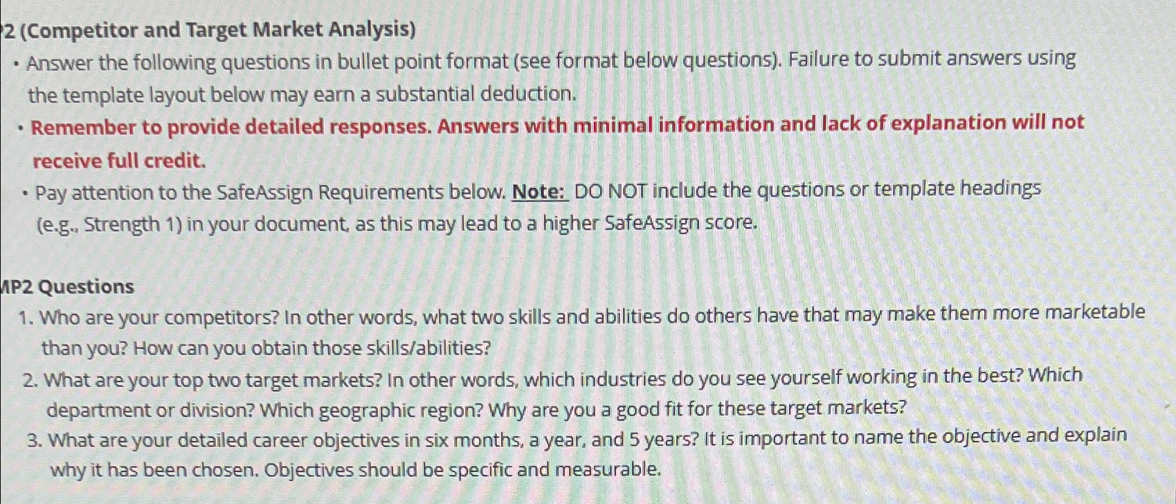 Solved 2 (Competitor and Target Market Analysis)Answer the | Chegg.com