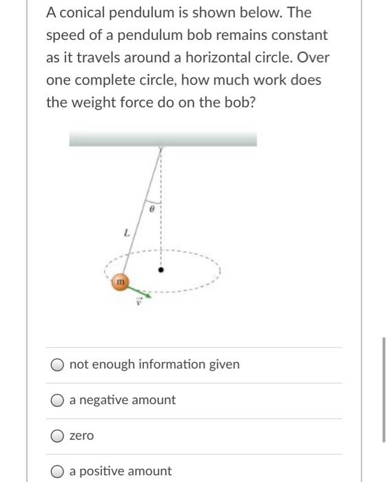 Solved A conical pendulum is shown below. The speed of a