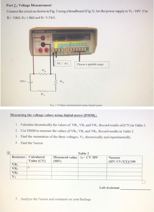 Solved Part 2 Voltage Measurement Connect The Circuit As Chegg Com