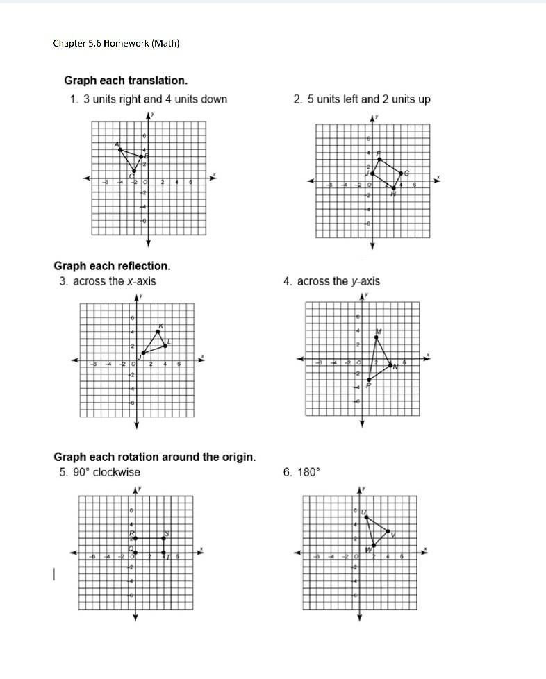 Solved Chapter 5 6 Homework Math Graph Each Translation Chegg Com