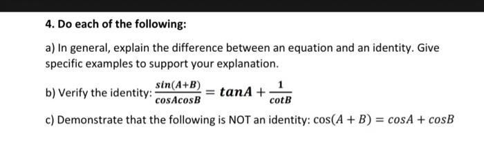 Solved 4. Do each of the following: a) In general, explain | Chegg.com