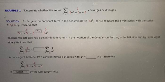 Solved on EXAMPLE 1 Determine whether the series 3 5n2 + 5 + | Chegg.com