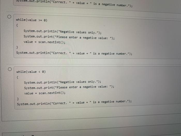 Solved Which of the following code snippets validates that | Chegg.com