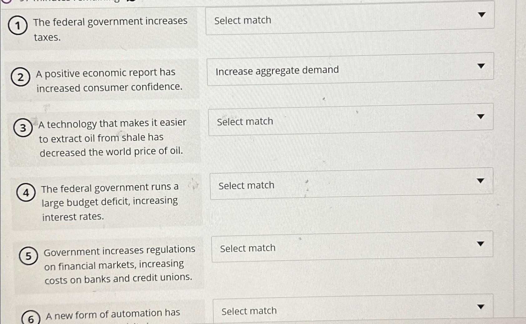 Solved (1)The federal government increasesSelect match | Chegg.com