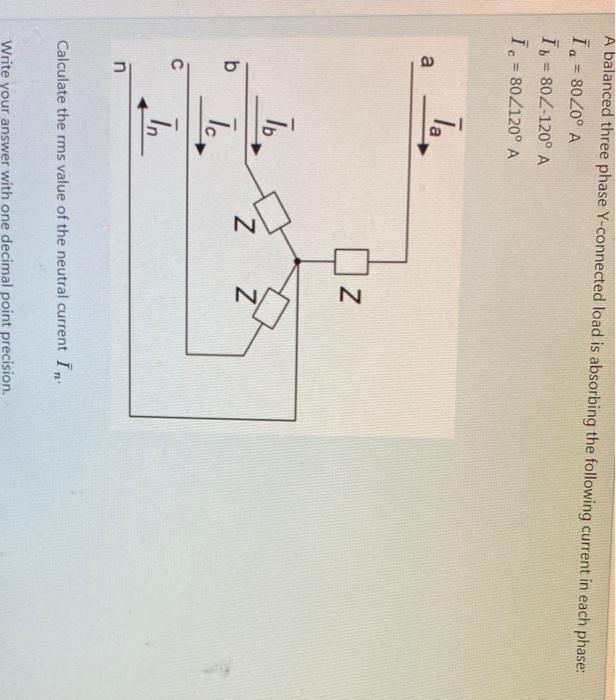 Solved A balanced three phase Y-connected load is absorbing | Chegg.com