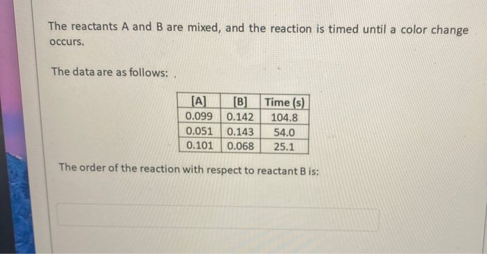 Solved The Reactants A And B Are Mixed, And The Reaction Is | Chegg.com