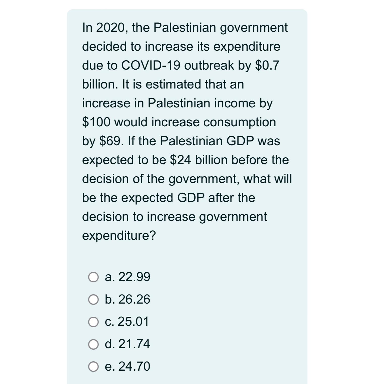 Solved In 2020, ﻿the Palestinian government decided to | Chegg.com