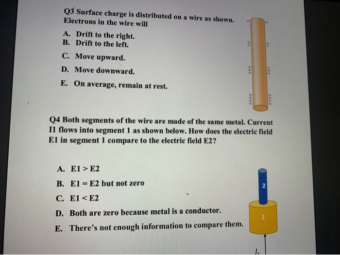 Solved Q3 Surface charge is distributed on a wire as shown. | Chegg.com