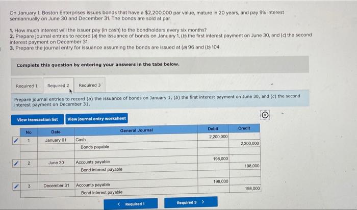 Solved On January 1, Boston Enterprises issues bonds that | Chegg.com