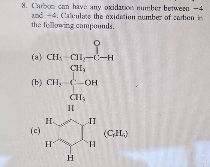 oxidation number of carbon in ch2o