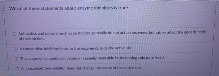 Which Of These Statements About Enzyme Inhibitors Is True