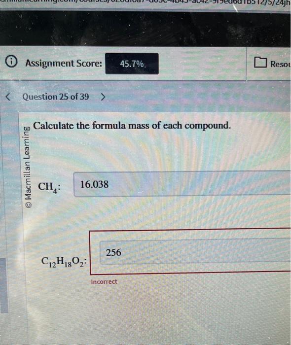 Solved Calculate the formula mass of each compound. CH4