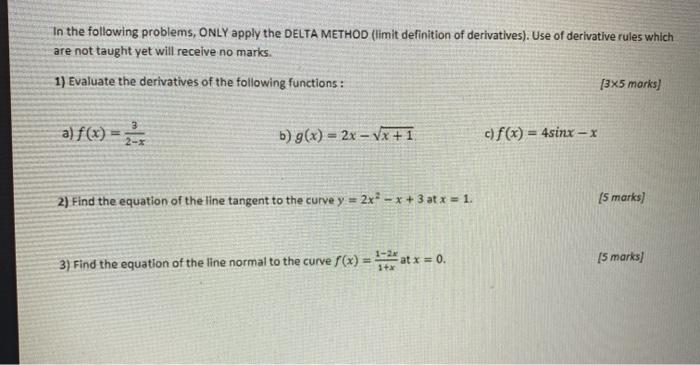 Solved In the following problems, ONLY apply the DELTA | Chegg.com