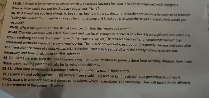 Solved 33-35. A friend of yours comes to school one day, | Chegg.com