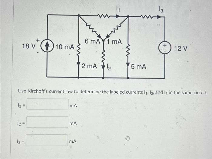 Solved Use Kirchoff's Current Law To Determine The Labeled | Chegg.com