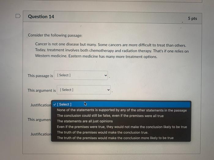 Solved D Question 14 5 pts Consider the following passage: | Chegg.com