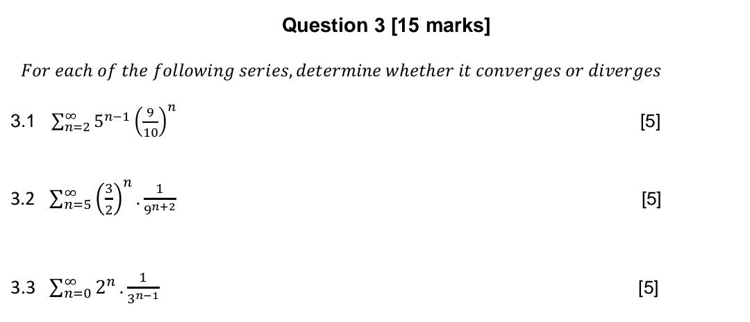 Solved For each of the following series, determine whether | Chegg.com