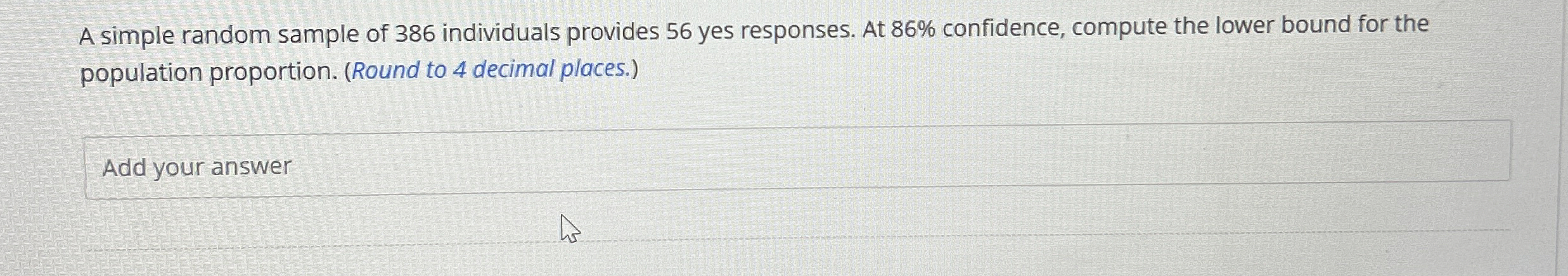 Solved A simple random sample of 386 ﻿individuals provides | Chegg.com