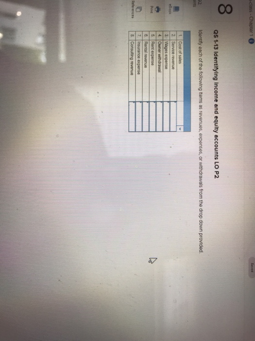 Solved class - Chapter 1 Saved 8 QS 1-13 Identifying Income | Chegg.com