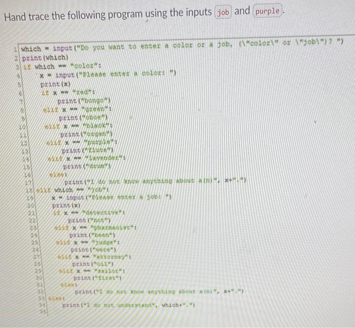 Solved Hand Trace The Following Program Using The Inputs 3) | Chegg.com