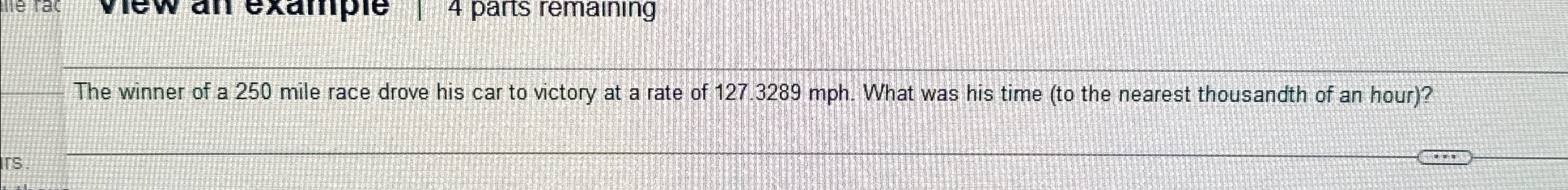 Solved The winner of a 250 ﻿mile race drove his car to | Chegg.com