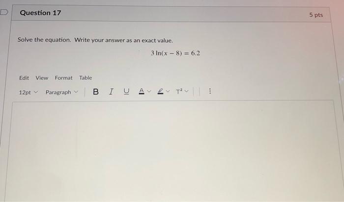Solved Question 17 5 pts Solve the equation. Write your | Chegg.com