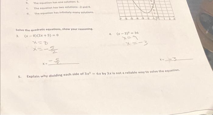 Solved 2. Here is a graph of the equation y=x2+4x+5. Which | Chegg.com