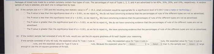 Solved Packages of mixed nuts made by a certain company | Chegg.com