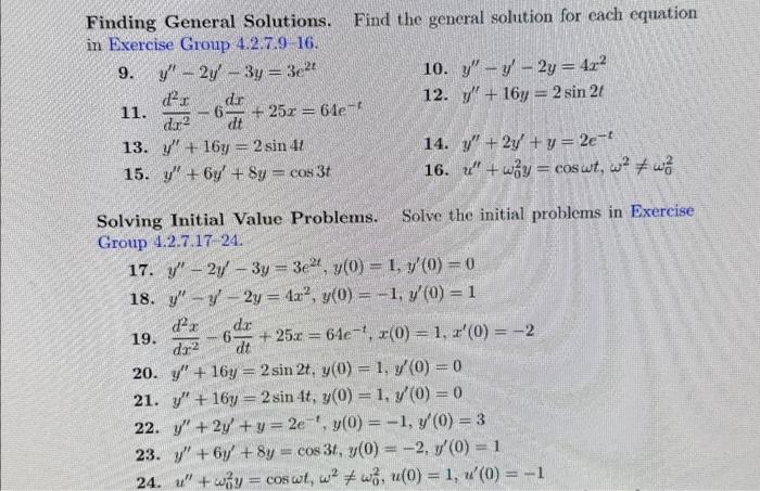 Solved Finding General Solutions. Find The General Solution | Chegg.com