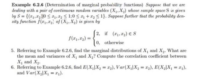 Solved Example 6.2.6 (Determination of marginal probability | Chegg.com