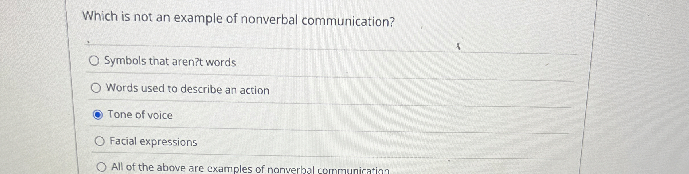 Solved Which is not an example of nonverbal | Chegg.com