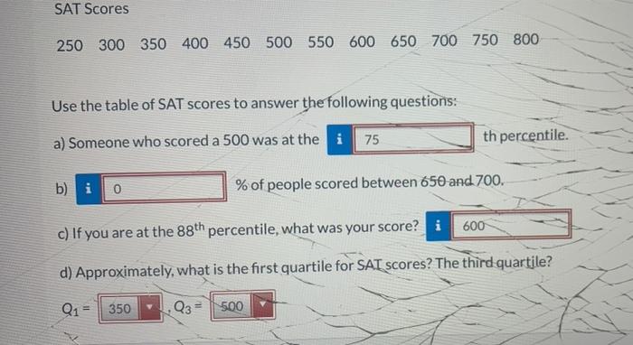 Solved SAT Scores 250 300 350 400 450 500 550 600 650 700 | Chegg.com