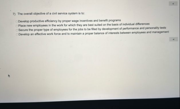 Solved The overall objective of a civil service system is | Chegg.com