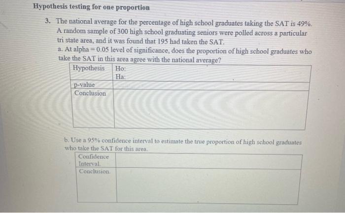 Solved Hypothesis testing for one proportion 3. The national | Chegg.com