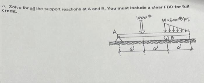 Solved 1. Solve for the support reactions at A and B (assume | Chegg.com