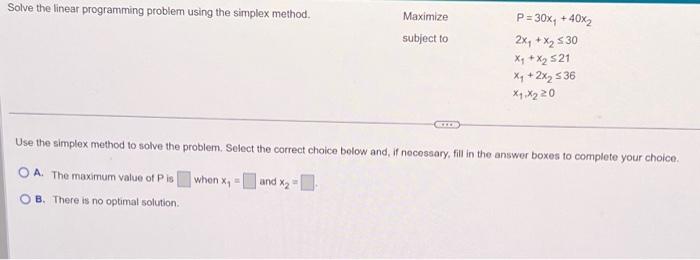 Solved Solve the linear programming problem using the | Chegg.com