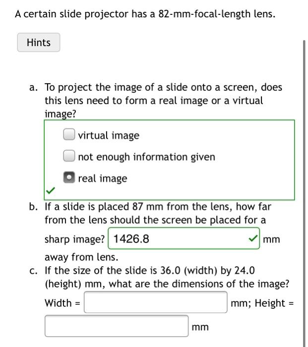Solved A certain slide projector has a 82mmfocallength